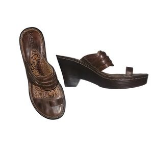 Born Brown Leather Strappy Wedge Sandals Women's Size 6 M W6087 hippie designer